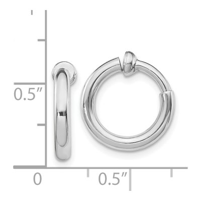 Sterling Silver 14mm Non-Pierced Hoop Earrings – view 5