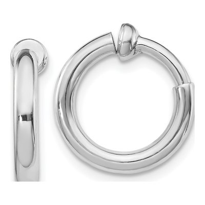 Sterling Silver 14mm Non-Pierced Hoop Earrings