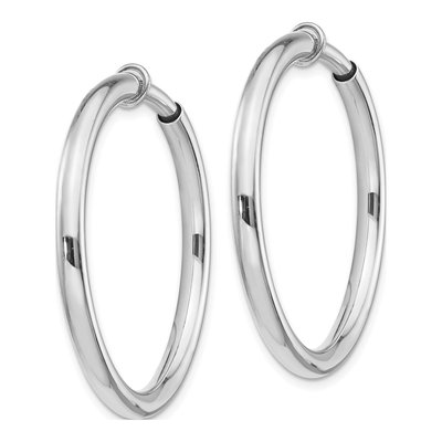 Sterling Silver 37mm Non-Pierced Round Hoop Earrings – view 3