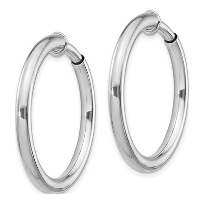 Sterling Silver 31mm Non-Pierced Round Hoop Earrings – view 3