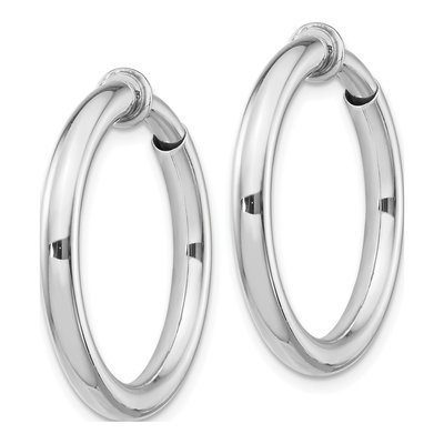 Sterling Silver 27mm Non-Pierced Round Hoop Earrings – view 3