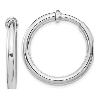 Sterling Silver 27mm Non-Pierced Round Hoop Earrings