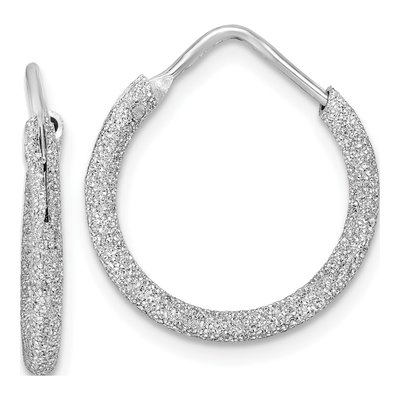 Sterling Silver 20mm Laser-Cut Endless Hoop Earrings