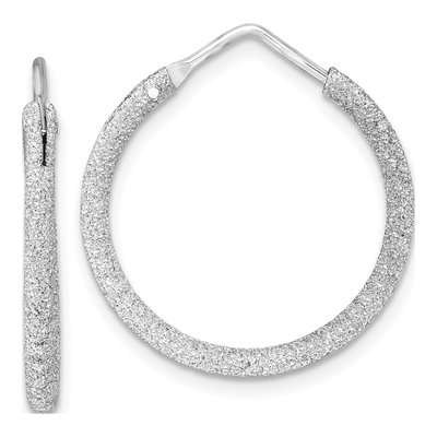 Sterling Silver 26mm Laser-Cut Endless Hoop Earrings