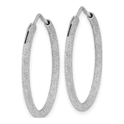Sterling Silver 32mm Laser-Cut Endless Hoop Earrings – view 3
