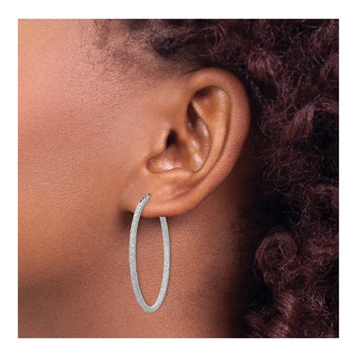 Sterling Silver 41mm Laser-Cut Endless Hoop Earrings – view 4