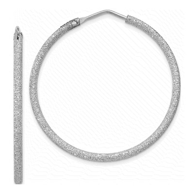 Sterling Silver 41mm Laser-Cut Endless Hoop Earrings