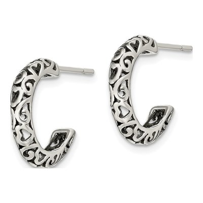 Sterling Silver 16mm Antique Hoop Earrings – view 3