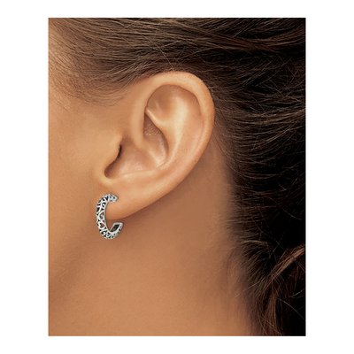 Sterling Silver 16mm Antique Hoop Earrings – view 4