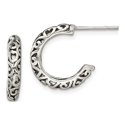 Sterling Silver 16mm Antique Hoop Earrings