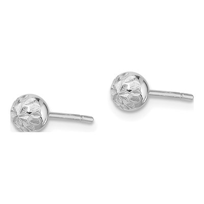 Sterling Silver Diamond-Cut Ball Stud Earrings – view 3