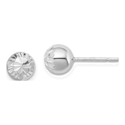 Sterling Silver Diamond-Cut Ball Stud Earrings