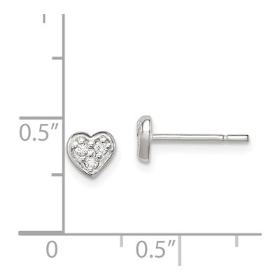 Sterling Silver Round CZ Heart for Girls Stud Earrings – view 5