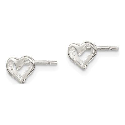 Sterling Silver Open Heart for Girls Stud Earrings – view 3