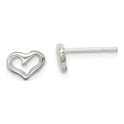 Sterling Silver Open Heart for Girls Stud Earrings