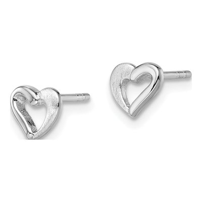 Sterling Silver Girls' Open Heart Stud Earrings – view 3