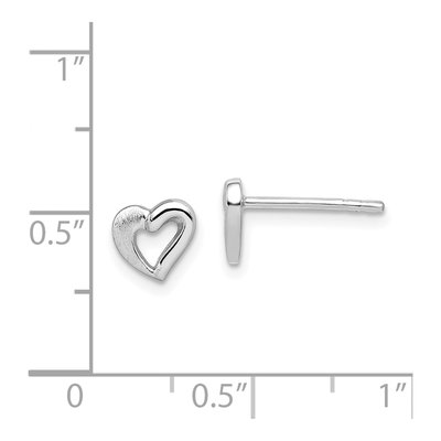 Sterling Silver Girls' Open Heart Stud Earrings – view 5