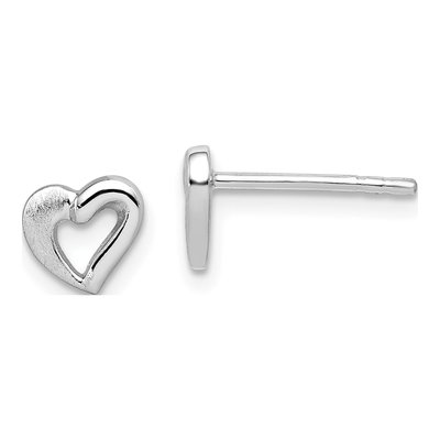 Sterling Silver Girls' Open Heart Stud Earrings