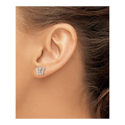 Sterling Silver Girls' Butterfly Stud Earrings – view 4