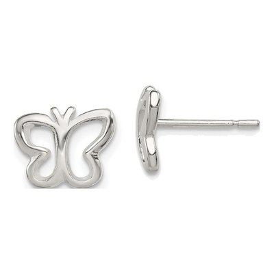 Sterling Silver Girls' Butterfly Stud Earrings