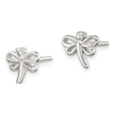 Sterling Silver Girls' Dragonfly Stud Earrings – view 3