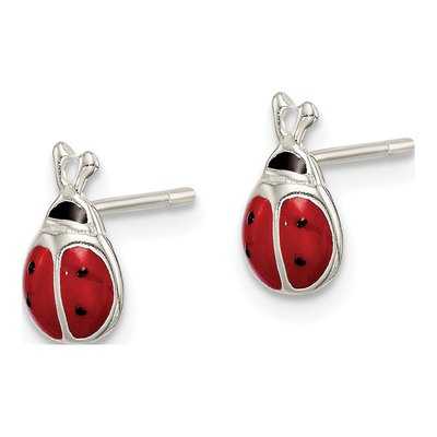 Sterling Silver Girls' Ladybug Stud Earrings – view 3