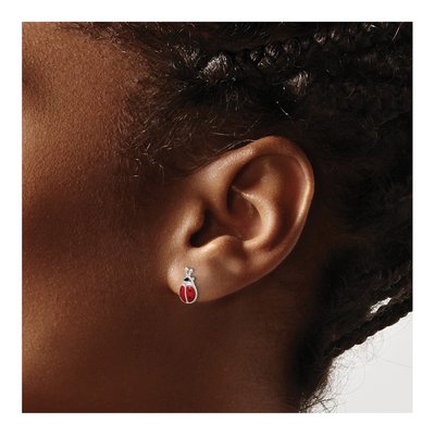 Sterling Silver Girls' Ladybug Stud Earrings – view 4