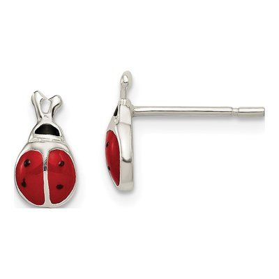 Sterling Silver Girls' Ladybug Stud Earrings