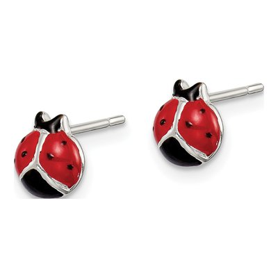 Sterling Silver Girls' Ladybug Stud Earrings – view 3