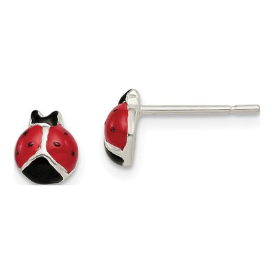 Sterling Silver Girls' Ladybug Stud Earrings