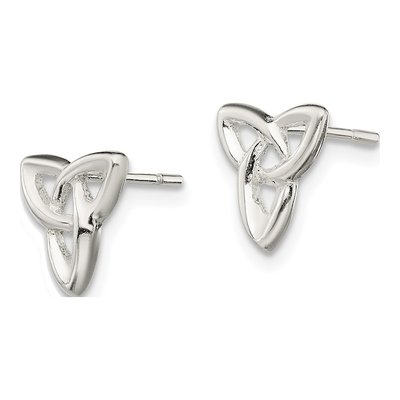 Sterling Silver Trinity Button Stud Earrings – view 3