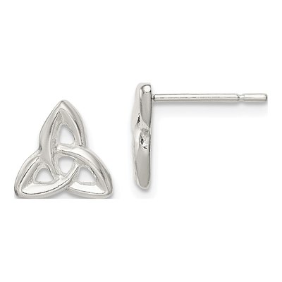 Sterling Silver Trinity Button Stud Earrings