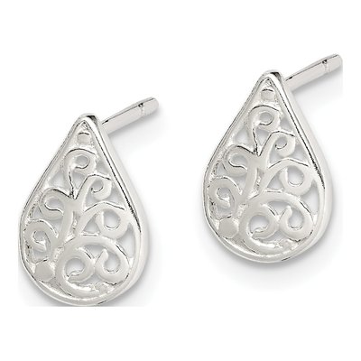 Sterling Silver Filigree Button Stud Earrings – view 3