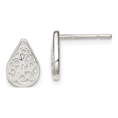Sterling Silver Filigree Button Stud Earrings
