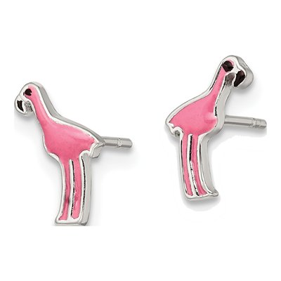 Sterling Silver Girls' Flamingo Stud Earrings – view 3