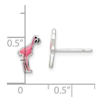 Sterling Silver Girls' Flamingo Stud Earrings – view 5