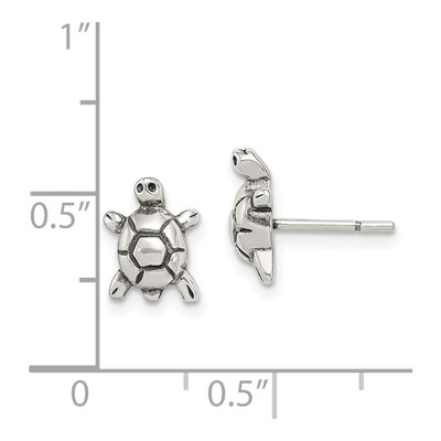 Sterling Silver Girls' Turtle Stud Earrings – view 5
