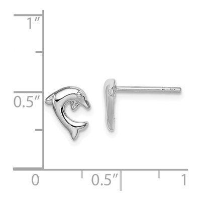 Sterling Silver Girls' Dolphin Stud Earrings – view 5