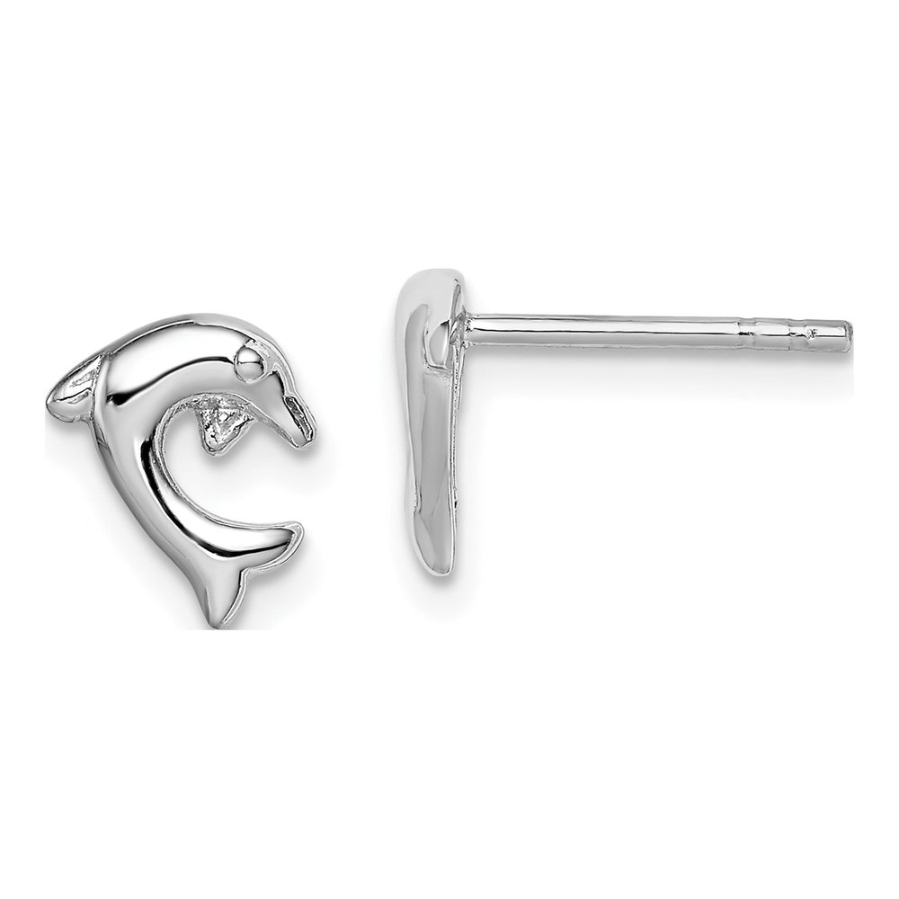 Sterling Silver Girls' Dolphin Stud Earrings