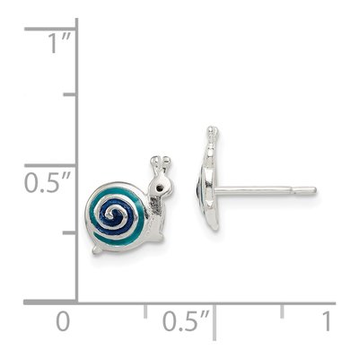 Sterling Silver Girls' Enamel Snail Stud Earrings – view 5