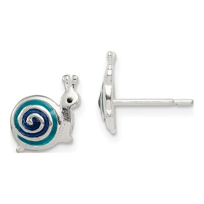 Sterling Silver Girls' Enamel Snail Stud Earrings