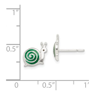 Sterling Silver Girls' Enamel Snail Stud Earrings – view 5