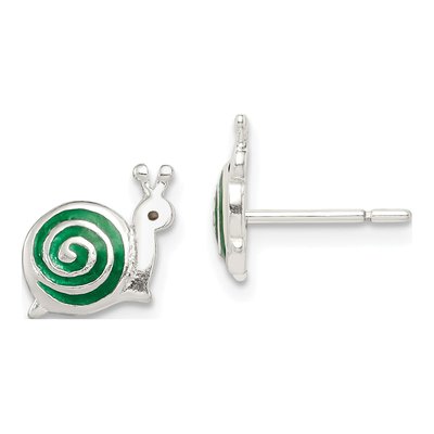 Sterling Silver Girls' Enamel Snail Stud Earrings