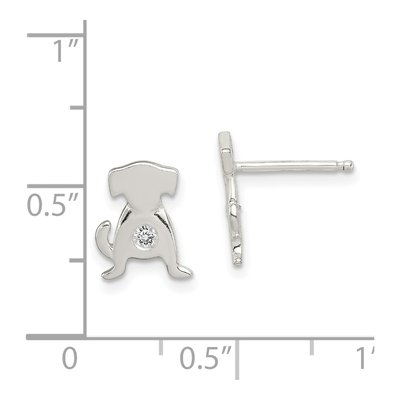 Sterling Silver CZ Dog Stud Earrings – view 5