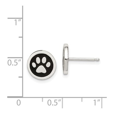 Sterling Silver Enamel Paw Print Stud Earrings – view 5