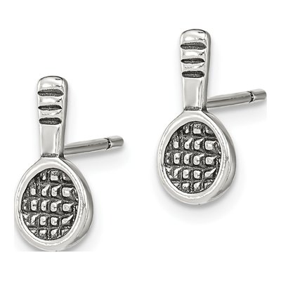 Sterling Silver Tennis Racquet Stud Earrings – view 3