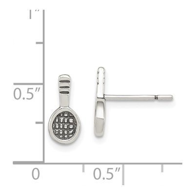 Sterling Silver Tennis Racquet Stud Earrings – view 5