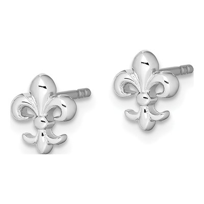 Sterling Silver Fleur de Lis Stud Earrings – view 3