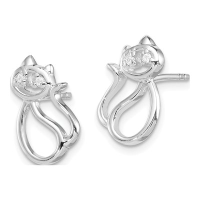 Sterling Silver CZ Open Cat Stud Earrings – view 3