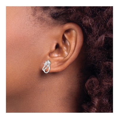 Sterling Silver CZ Open Cat Stud Earrings – view 4